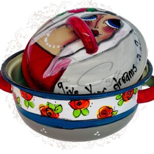 Hand Painted, Bright red, salad bowl