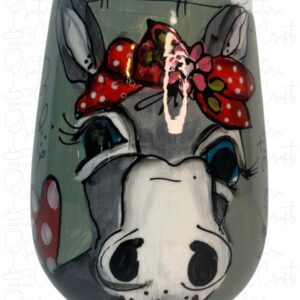 Stemless Wineglass Donkey Red Ribbon