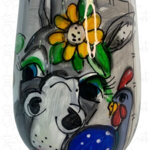 Stemless Wineglass Donkey Yellow ribbon