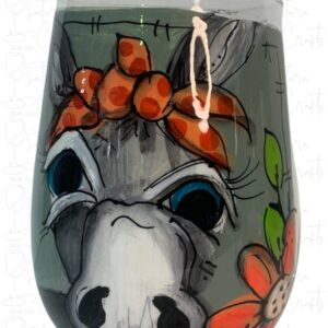 Stemless Wineglass Donkey Orange Bowtie