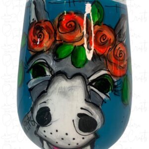 Stemless Wineglass Donkey Roses