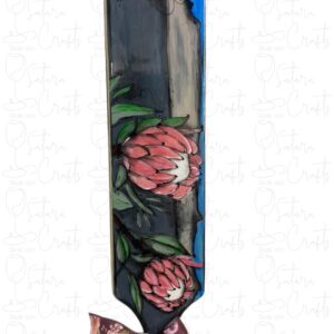 Wooden Bamboo Platter, Glossed Protea#2